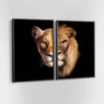 leeuw en leeuwin op canvas schilderij